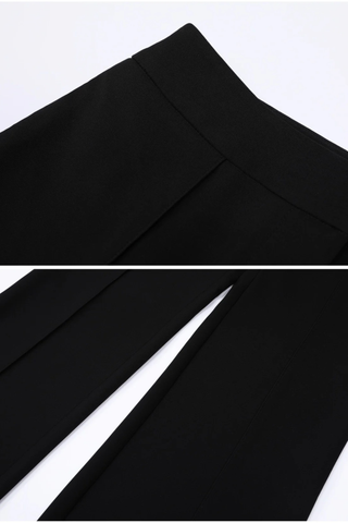 High-Waisted Tailored Straight Leg Pants with Structured Fit and Clean Seam Detail