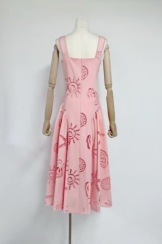 Coastal Bloom Embroidered Cutout Long Dress