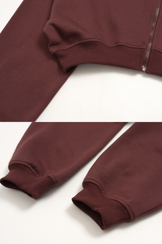 Cropped Zip-Up Hoodie & Wide-Leg Sweatpants Set