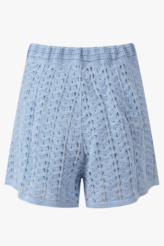 Sleeveless Pearl Embellished Open-Knit Vest & Shorts Set