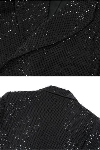 Crystal Embellished Cropped Blazer – Long Sleeve Statement Jacket
