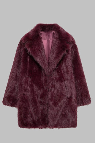 Luxury Faux Fur Long Coat with Wide Lapel Collar