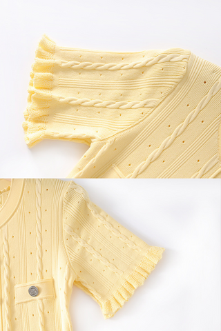 Twisted Knit Midi Dress with Decorative Metal Buttons