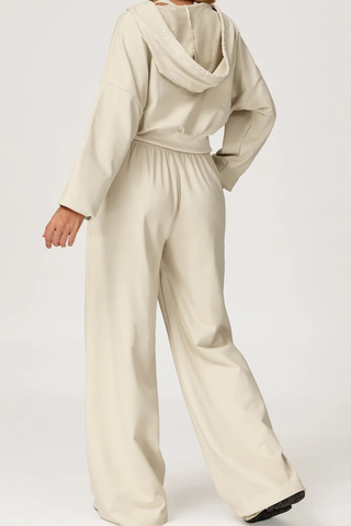 Two-Piece Zip-Up Hoodie and Wide-Leg Sweatpants Set