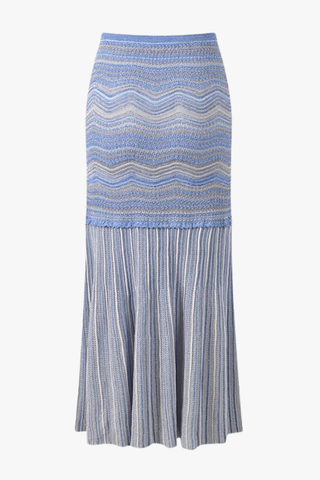 Wave Knit Half Sleeve Cardigan & Long Skirt Set