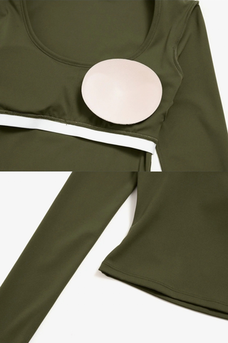 Scoop Neck Long Sleeve Top & Foldover Wide-Leg Pants Set