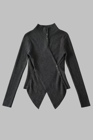 High-Neck Asymmetric Ribbed Top