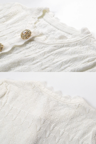 Pointelle Knit Short Sleeve Top & Long Skirt Set