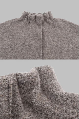 Two-Piece Wool Blend Set with Ruffled Collar Top and Flared Mini Skirt