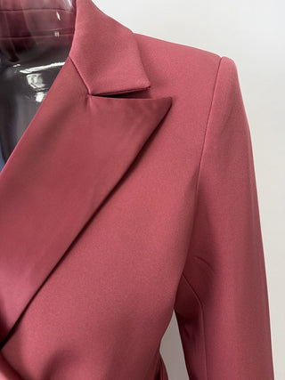 Asymmetric Wrap Belted Blazer & Wide Leg Pants Set