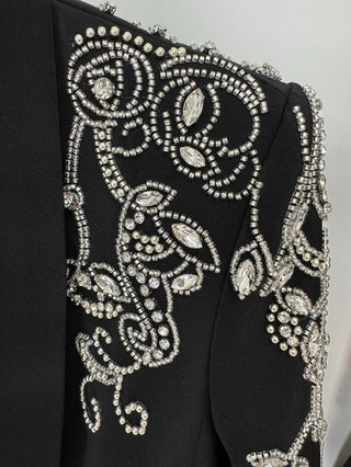 Crystal Embellished Long Sleeve Tailored Blazer & Mermaid Skirt Set