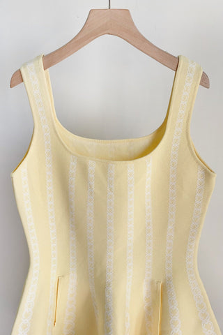 Elegant Short Sleeve Cropped Cardigan & Sleeveless Square Neck Knit Fit & Flare Mini Dress Set