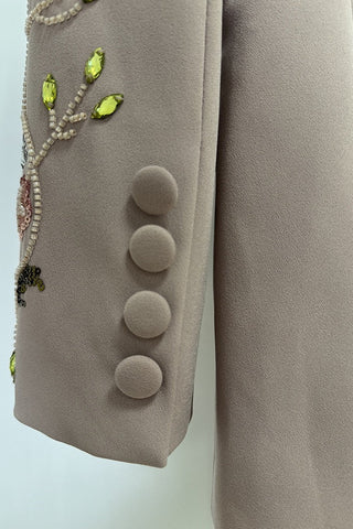 Floral Embroidered Tailored Blazer and Wide-Leg Pants Set – Long Sleeve Formal Suit