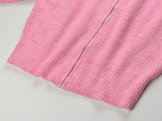Oversized Collar Ribbed Knit Zip-Up Sweater