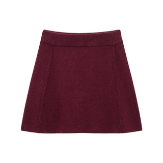 Gold Button Knit Cardigan and A-Line Mini Skirt Set