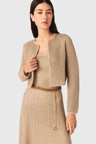Lightweight Long Sleeve Crochet Knit Top with Openwork Design