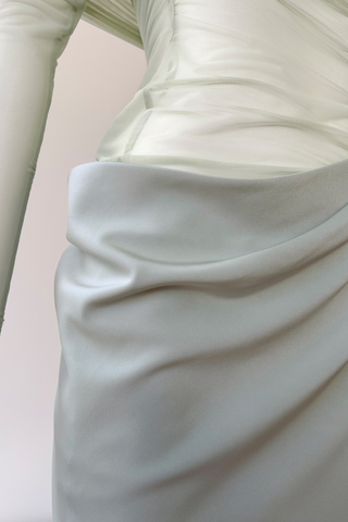 Noir Veil Draped Sheer Long Dress