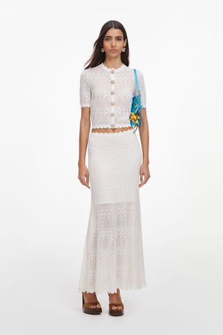 Pointelle Knit Short Sleeve Top & Long Skirt Set
