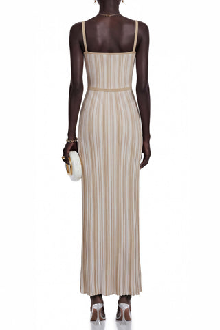 Sparkle Ribbed Sweetheart Neck Sleeveless Long Dress