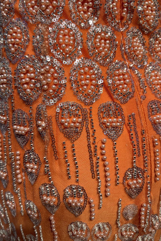 Pearl & Crystal Embellished Strapless Long Dress