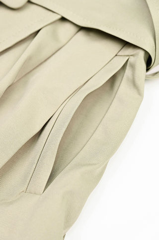 Belted Trench-Style Long Sleeve Romper with Pleated Shorts