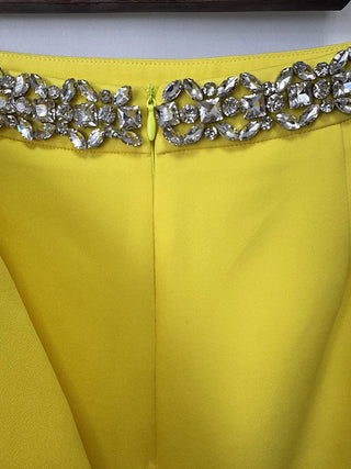 Puff Sleeve Cropped Top & High-Waist Long Skirt Set with Jeweled Details