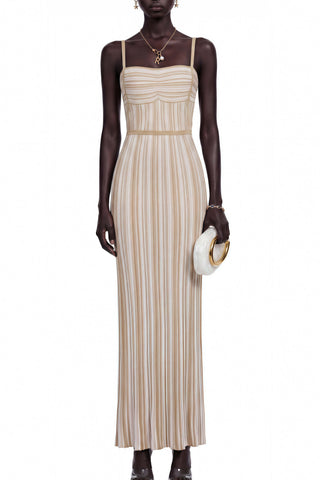 Sparkle Ribbed Sweetheart Neck Sleeveless Long Dress