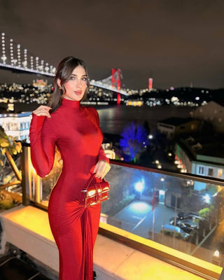 Elegant High Neck Long Dress