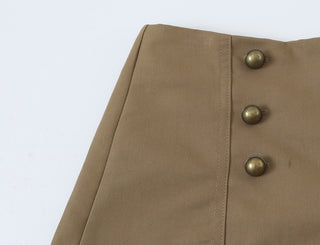 Military-Inspired Stand Collar Long Sleeve Jacket & High Waist Tailored Shorts Set