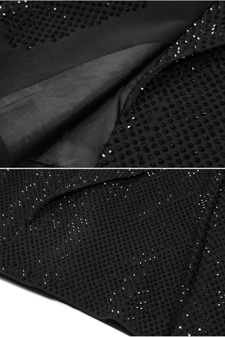 Crystal Embellished Cropped Blazer – Long Sleeve Statement Jacket