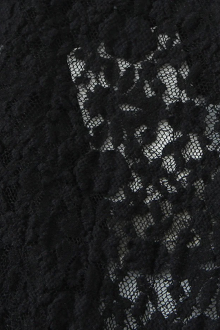 Black Floral Lace Long Sleeve Bodysuit with Satin Neck Bow