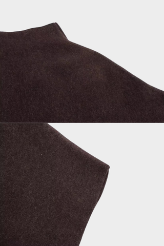 Soft Wool-Blend Poncho Cape with High Neck and Draped Hem