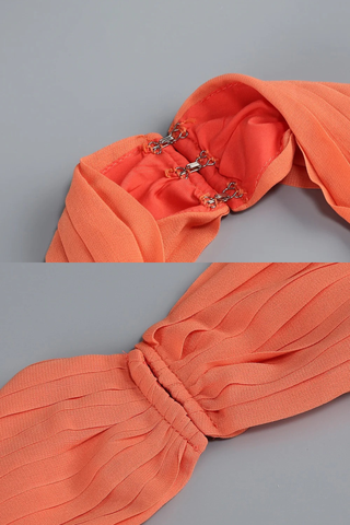 Halter Neck Ruffled Waist Chiffon Long Dress with Flowing Skirt