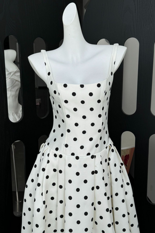 Breeze Polka  Vintage Glam Fit  Flare Long Dress