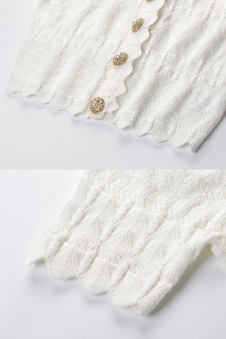 Pointelle Knit Short Sleeve Top & Long Skirt Set