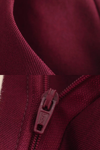 Burgundy Oversized Jacket and Bubble Skirt Set