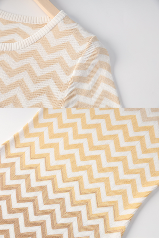 Sunset Chevron Short Sleeve Gradient Knit Patterned  Long Dress