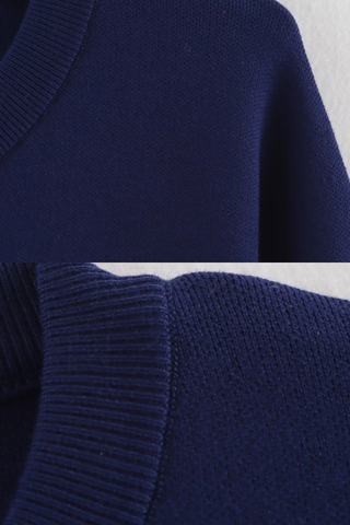 Knitted Two-Piece Set with Balloon Sleeve Cardigan and Mini Skirt