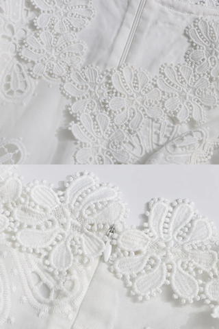 Lace Long Sleeve Mini Dress – V-Neck with Floral Detail & Adjustable Side Fit