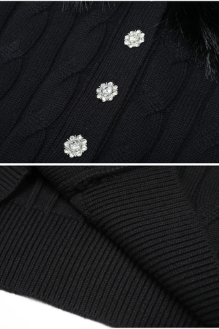 Luxe Knit Fur Collar Set – Cardigan & Wide-Leg Pants