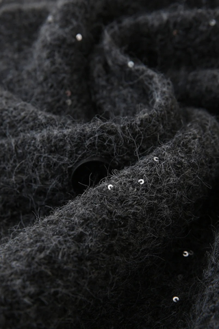 Wool Knit Lounge Set with Sequin Shine – Cardigan and Shorts