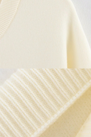 Ivory Knitted Cardigan and Mini Skirt Set with Statement Silver Buttons