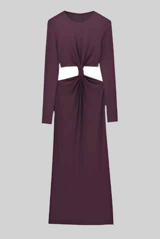 Long Sleeve Twist-Front Bodycon Maxi Dress