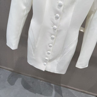 Sculpted Waist Button-Front Blazer Mini Dress