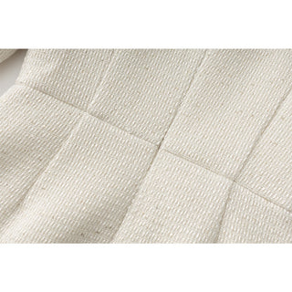 Pearl Trim Tweed Long Sleeve Square Neck Dress