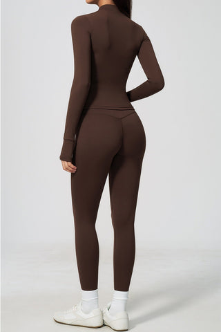 Zip-Up Active Jacket, Bandeau Top & High-Waist Leggings Set