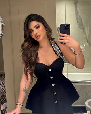 Beaded Back Tie Bandage Mini Dress