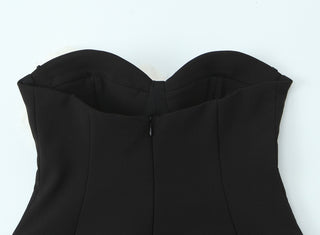 Strapless Corset-Style Mini Dress with Floral Appliqué Detail