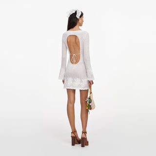 Open Back Knit Mini Dress with Long Flared Sleeves