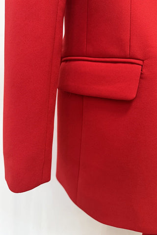 Floral Detail Tailored Suit Set – Structured Blazer & Wide Leg Pants